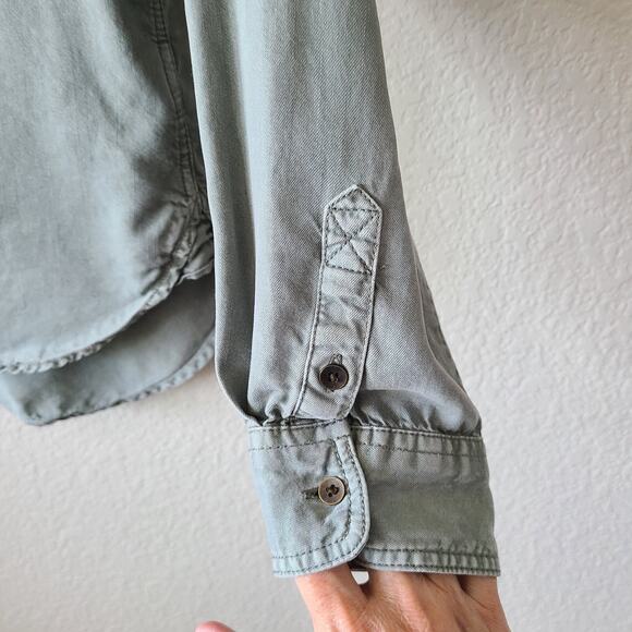 American‎ Eagle Outfitters Women Shirt Small Boyfriend Fit Military Grunge Green - Picture 7 of 13